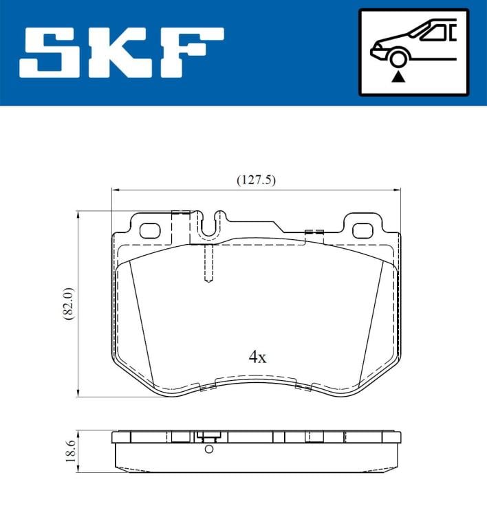 Jeu de 4 plaquettes de frein SKF ref. VKBP 80287